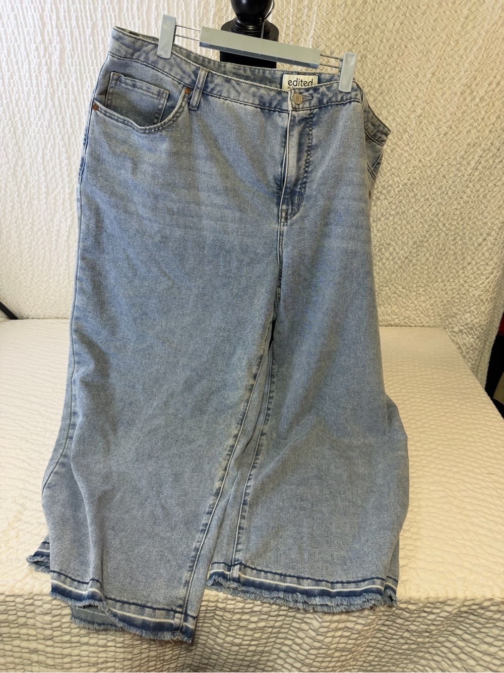 Edited Light Blue Denim Flare Wide-Leg Skirt